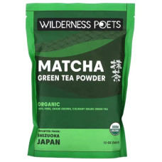 Матча зелений органічний чай, Matcha Green Tea Powder Wilderness Poets, порошок, 340 г