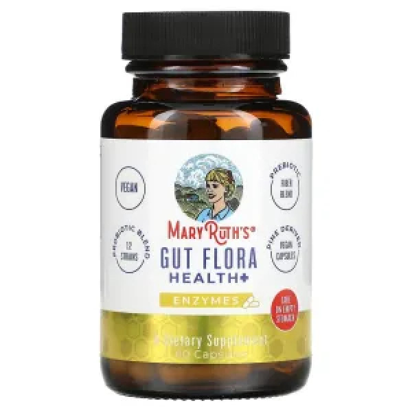 Здоров'я мікрофлори кишечника + ферменти, Gut Flora Health + Enzymes, MaryRuth Organics, 60 капсул