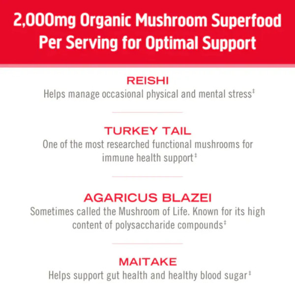 Гриби для імунітету, Immune Mushroom Powder, Om Mushrooms, сертифікований органічний порошок, 200 г