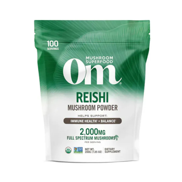Рейші, сертифікований органічний грибний порошок, Reishi, Om Mushrooms, 200 г
