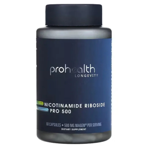 Нікотинамід рибозид Pro 500, Nicotinamide Riboside Pro 500, ProHealth Longevity, 500 мг, 60 капсул (250 мг на капсулу)