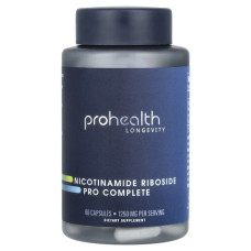 Нікотинамід рибозид 1250 мг, ProHealth Longevity Nicotinamide Riboside Pro Complete, комплекс 60 капсул (625 мг у капсулі)