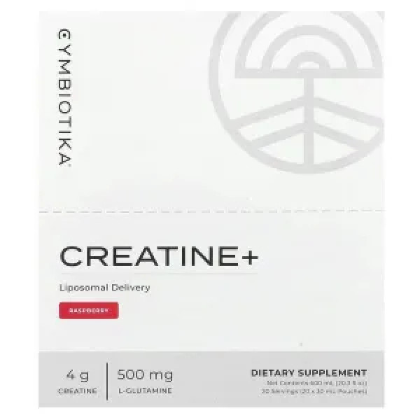 Креатин Плюс, Creatine+, Cymbiotika, зі смаком малини, 20 пакетиків (30 мл кожний)