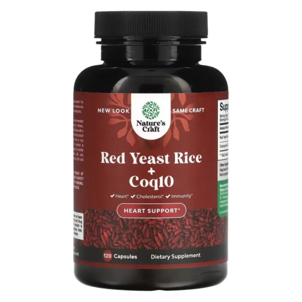 Червоний дріжджовий рис + Coq10, Red Yeast Rice + Coq10, Nature's Craft, 120 капсул