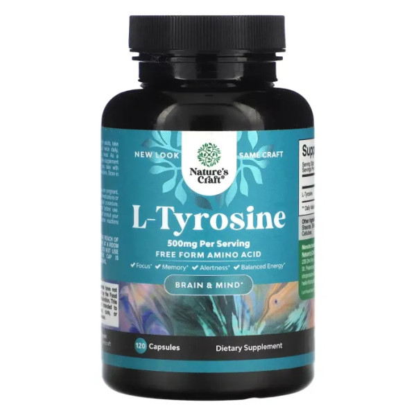 Тирозин, L-Tyrosine, Nature's Craft, 500 мг, 120 капсул