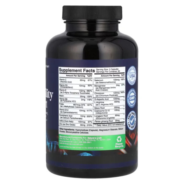 Підтримка чоловічої фертильності, Male Fertility Support, Nature's Craft, 180 капсул