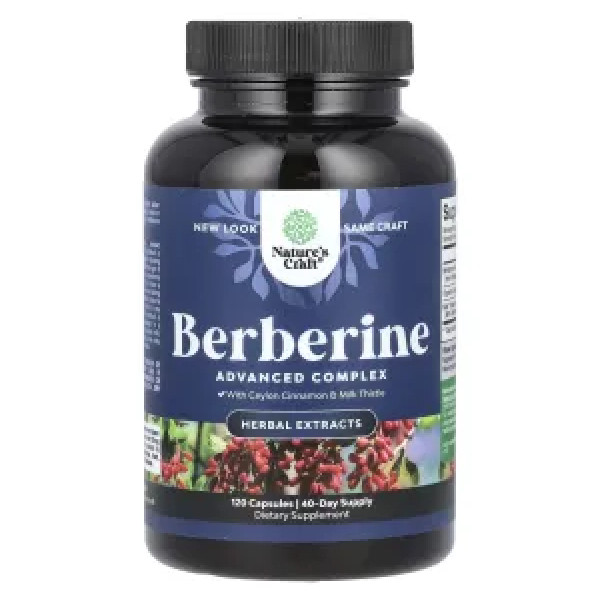 Берберін, Berberine, Nature's Craft, покращений комплекс, 120 капсул