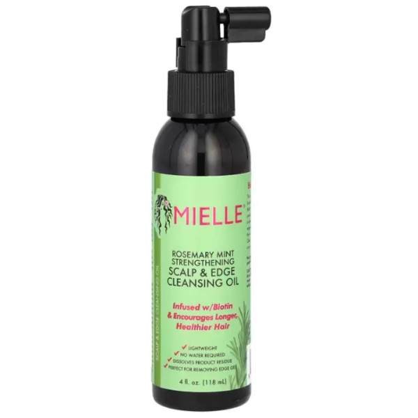 Олія для шкіри голови та кінчиків волосся, зміцнююча, очищаюча, Strengthening Scalp & Edge Cleansing Oil, Mielle, розмарин та м'ята, 118 мл