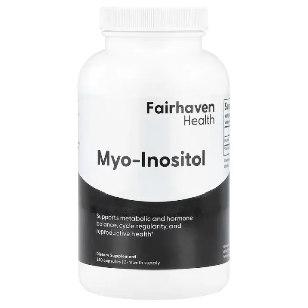 Міо-інозитол, для жінок та чоловіків, Myo-Inositol, Fairhaven Health, 2000 мг, 240 капсул (500 мг у капсулі)