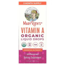 Вітамін A 750 мкг органічний, краплі без смаку, MaryRuth's Organic Vitamin, 30 мл