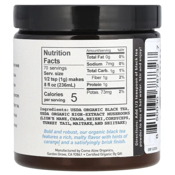 Чорний чай з грибами, Instant Mushroom Black Tea, LA Republica, розчинний, 70 г