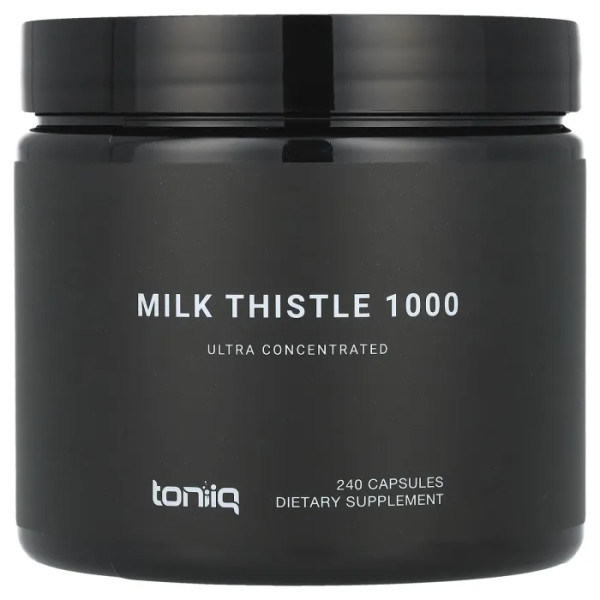 Розторопша плямиста, Milk Thistle 1000, Toniiq, екстракт 50:1, 240 капсул (500 мг у капсулі)