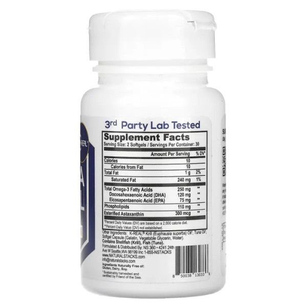 Олія криля, Max DHA Krill Oil, Natural Stacks, з максимальною концентрацією DHA та маслом тунця, 60 гелевих капсул