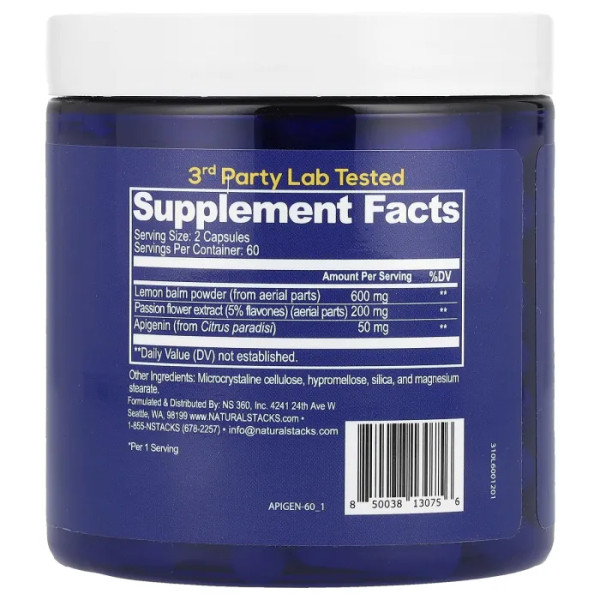 Апігенін, Apigenin+, Natural Stacks, 120 веганських капсул