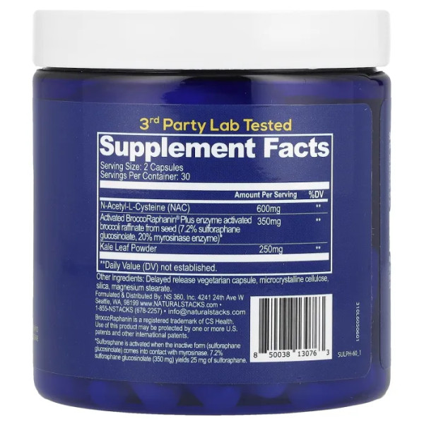 Підтримка нейропротекції, Sulfora+, Natural Stacks, 60 веганських капсул