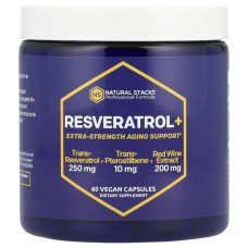 Ресвератрол, Natural Stacks Resveratrol+, 60 веганських капсул