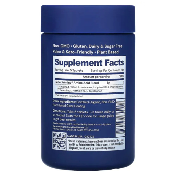 Амінокислоти, Perfect Amino, BodyHealth, 150 таблеток, вкритих оболонкою
