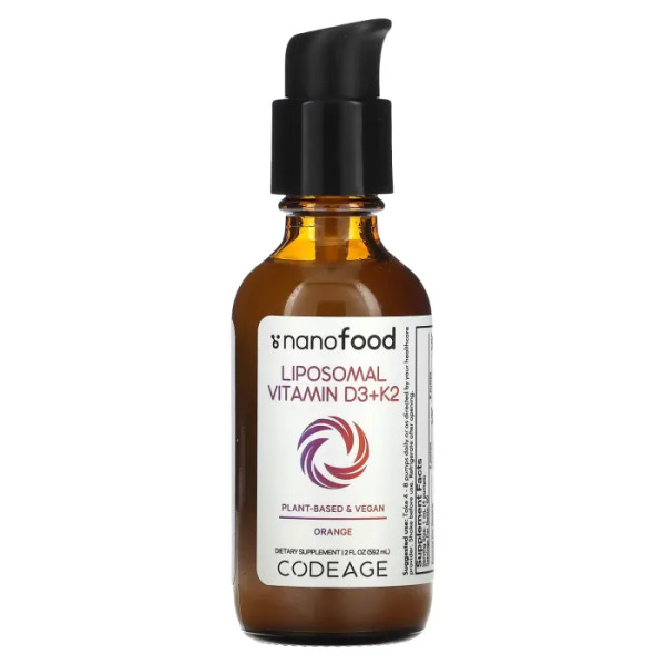Вітаміни D3+K2, ліпосомальні, Liposomal Vitamin D3+K2, Codeage, зі смаком апельсина, 59,2 мл