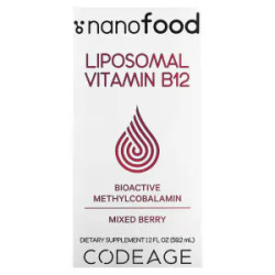 Витамин B12 липосомальный, Liposomal Vitamin B12 Codeage, ягодный микс, 59,2 мл