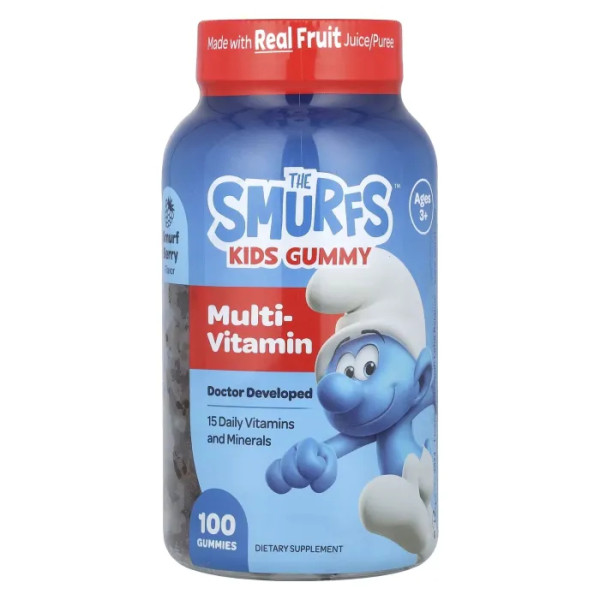 Мультивітаміни для дітей 3+, Multi-Vitamin, The Smurfs, смак ягід, 100 жувальних цукерок