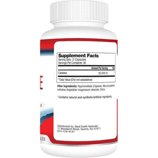Зміцнення волосся, Каталаза, Catalase 30000, Best Earth Naturals, 30000 од, для чоловіків і жінок, 60 капсул