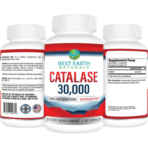 Зміцнення волосся, Каталаза, Catalase 30000, Best Earth Naturals, 30000 од, для чоловіків і жінок, 60 капсул