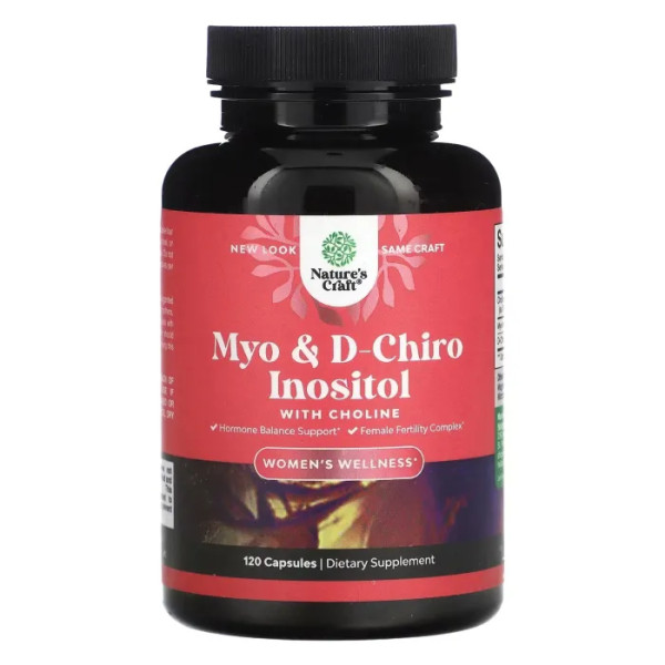 Міо та D-хіроінозитол з холіном, Myo & D-Chiro Inositol with Choline, Nature's Craft, 120 капсул