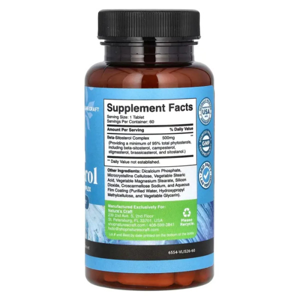 Бета-ситостерол, Beta-Sitosterol, Nature's Craft, Men's Wellness, 60 таблеток