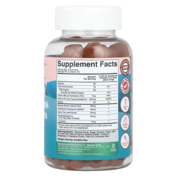 Підтримка концентрації та уваги для дітей, Kids Focus Gummies, Nature's Craft, Kids Focus, смак тропічних фруктів, 90 жувальних таблеток