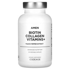 Біотин колаген вітаміни, CodeAge Amen Biotin Collagen Vitamins, 90 рослинних капсул