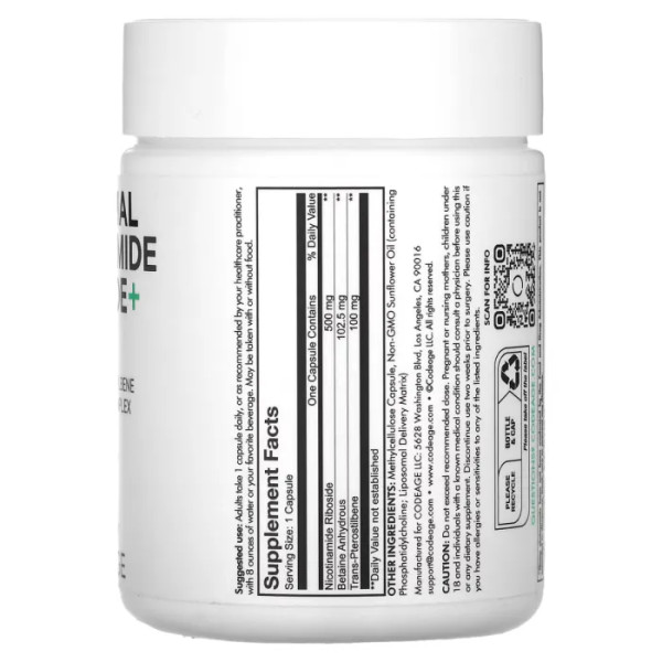 Нікотинамід рибозид+ ліпосомальний, Liposomal, Nicotinamide Riboside+, CodeAge, 60 капсул