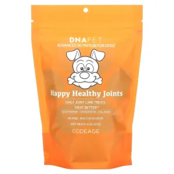 Підтримка суглобів для собак, Happy Healthy Joints Soft Treats, DNA Pet, Codeage, м'які ласощі зі справжньої курки, 227 г