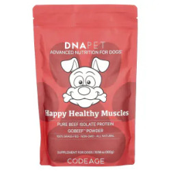 Здоровые мышцы для собак, изолят говяжьего протеина, без вкуса, Happy Healthy Muscles DNA Pet Codeage, 300 г