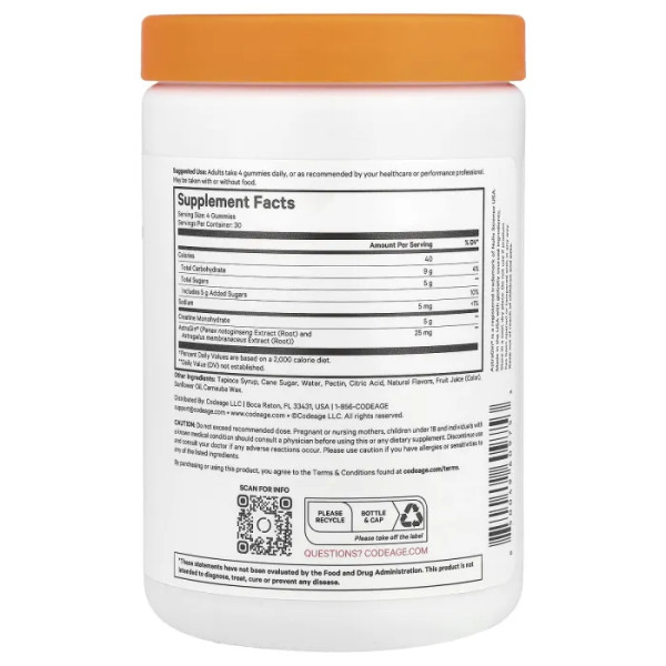 Креатин, Creatine Gummies, Codeage, смак ягідної суміші, 120 жувальних цукерок