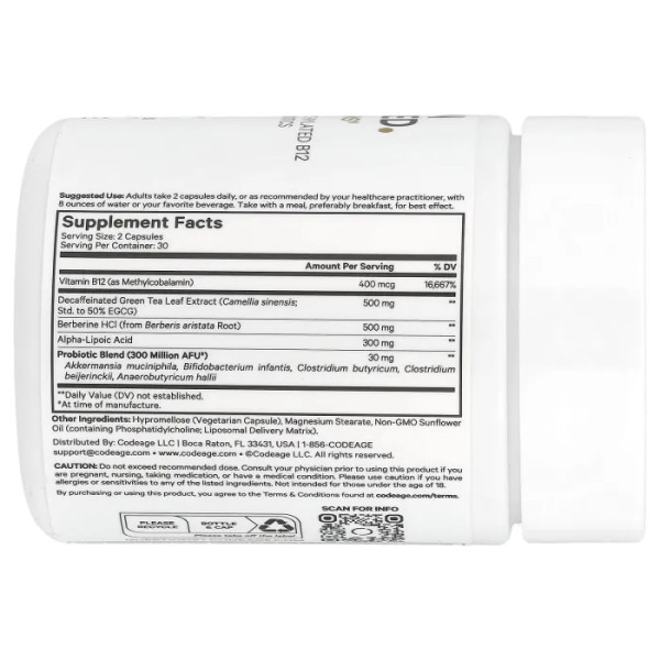 Метаболічне здоров'я, M-Burn Optimized, Codeage, 60 рослинних капсул