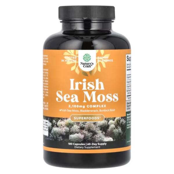 Ірландський морський мох, Irish Sea Moss, Nature's Craft, 2100 мг, 180 капсул (700 мг на капсулу)