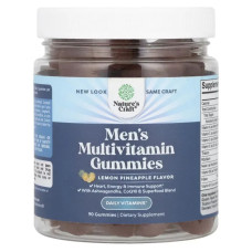 Мультивітаміни для чоловіків жувальні, Nature's Craft Men's Multivitamin Gummies, смак лимонний ананас 90 жувальних цукерок