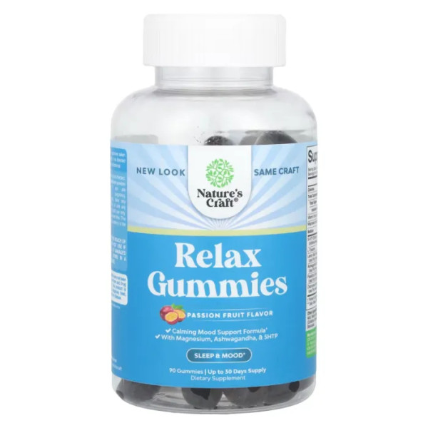 Здорове розслаблення, Relax Gummies, Nature's Craft, маракуйя, 90 жувальних таблеток