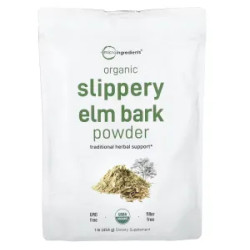 Скользкий вяз, кора, органический порошок, Slippery Elm Bark Micro Ingredients, 454 г