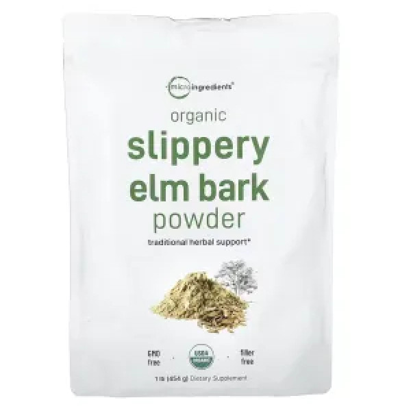 Слизький в'яз (кора), Slippery Elm Bark, Micro Ingredients, органічний порошок, 454 г