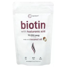 Біотин 10 000 мкг з гіалуроновою кислотою, Micro Ingredients Biotin with Hyaluronic Acid, 365 желатинових капсул