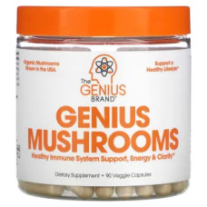 Гриби, Genius Mushrooms The Genius Brand, для імунітету, енергії та ясності, 90 рослинних капсул