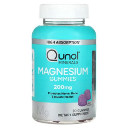 Магний жевательный 100 мг, Magnesium Gummies Qunol, вкус ягодный микс 90 жевательных конфет
