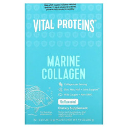 Морской коллаген, без ароматизаторов, порошок, Vital Proteins Marine Collagen, 20 пакетиков по 10 г