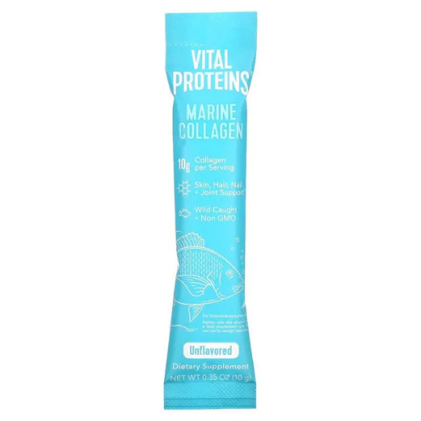 Морський колаген, Marine Collagen, Vital Proteins, без ароматизаторів, порошок, 20 пакетів по 10 г