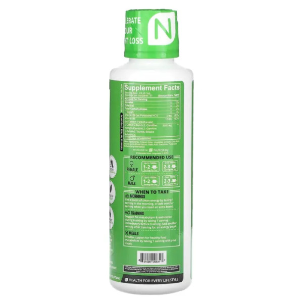 L-карнітин, L-Carnitine, Nutrakey, із смаком зеленого яблука, 3000 мг, 473 мл