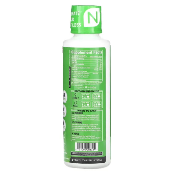 L-карнітин, L-Carnitine, Nutrakey, зі смаком кавуна, 3000 мг, 473 мл