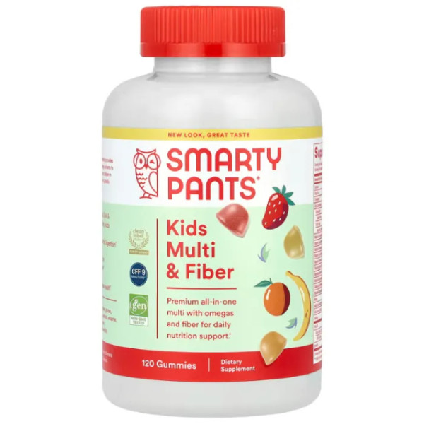 Вітаміни для дітей та клітковина з Омега-3 та вітаміном D (Kids Complete), SmartyPants, лимон, апельсин, полуниця та банан, 120 жувальних цукерок