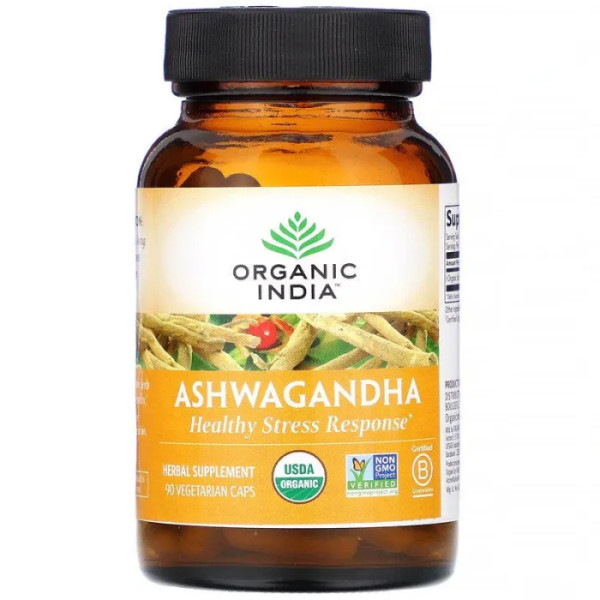 Ашвагандха, Ashwagandha, Organic India, органік, 90 кап.