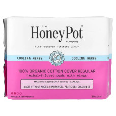Прокладки органические на травяной основе с крылышками, The Honey Pot Company Organic Herbal Infused Pads with Wings, 20 шт
